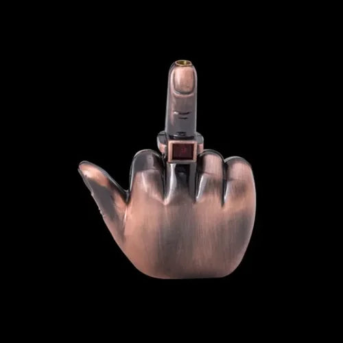 Novelty Metal Middle Finger Lighter - Windproof Flame - Butane Refillable